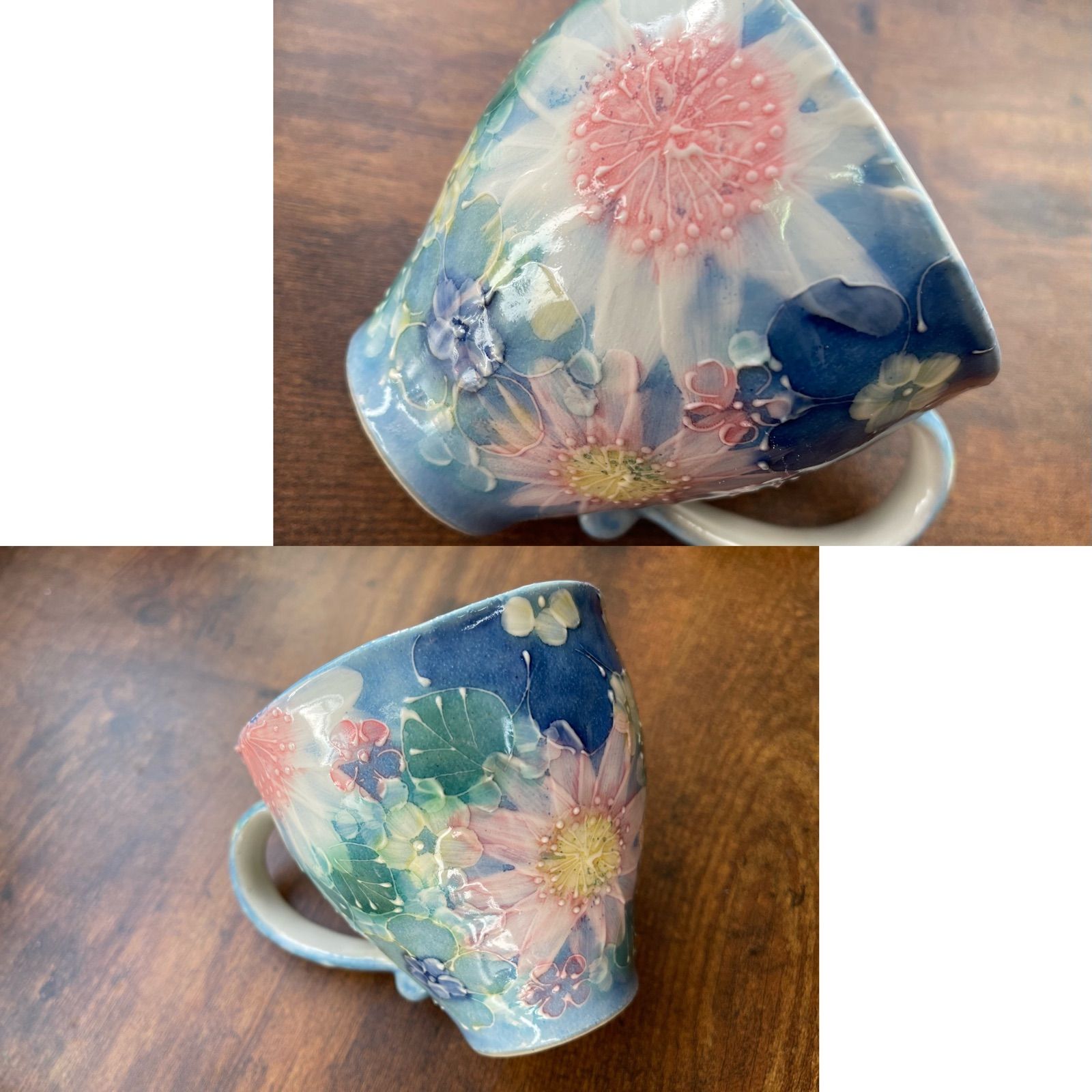 日本製ゆずりは工房 青彩輪花 マグ 花柄 おしゃれ かわいい カフェ 喫茶店 陶器 瀬戸焼 和食器 手描き 海外プレゼント 贈り物 ギフト 母の日  敬老の日 誕生日 - メルカリ