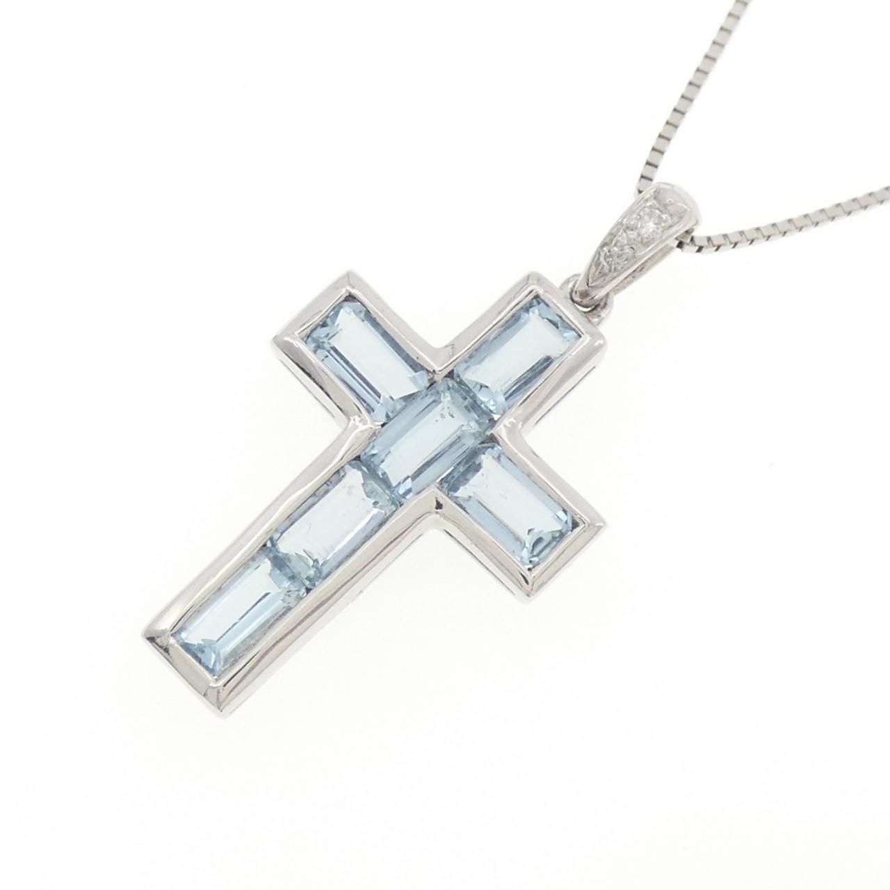 PT900/PT850 クロス アクアマリン ネックレス 1.43CT - メルカリ 
