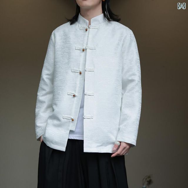 M メンズ ファッション 服 男性用 オシャレ シンプル 大人 かっこいい 大きいサイズ ストリート 紳士服 ジャカード 唐 スーツ 秋 ジャケット レトロ ボタン トップス スタンド