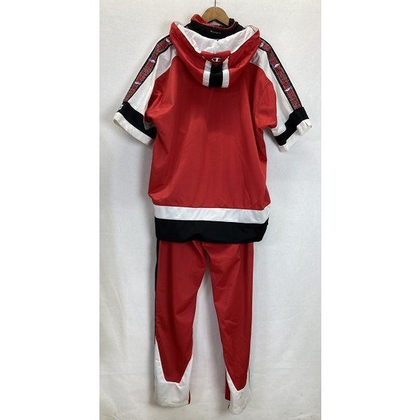 Champion ジャージ セットアップ 上下セット 半袖 フード プリント CHICAGO BULLS NBA スポーツ アメカジ 古着