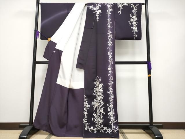 総刺繍　更紗唐草文　暈し染め　銀糸 花柄刺繍 訪問着 平和屋□極上 訪問着 総刺繍 更紗唐草文 暈し染め 銀糸 逸品