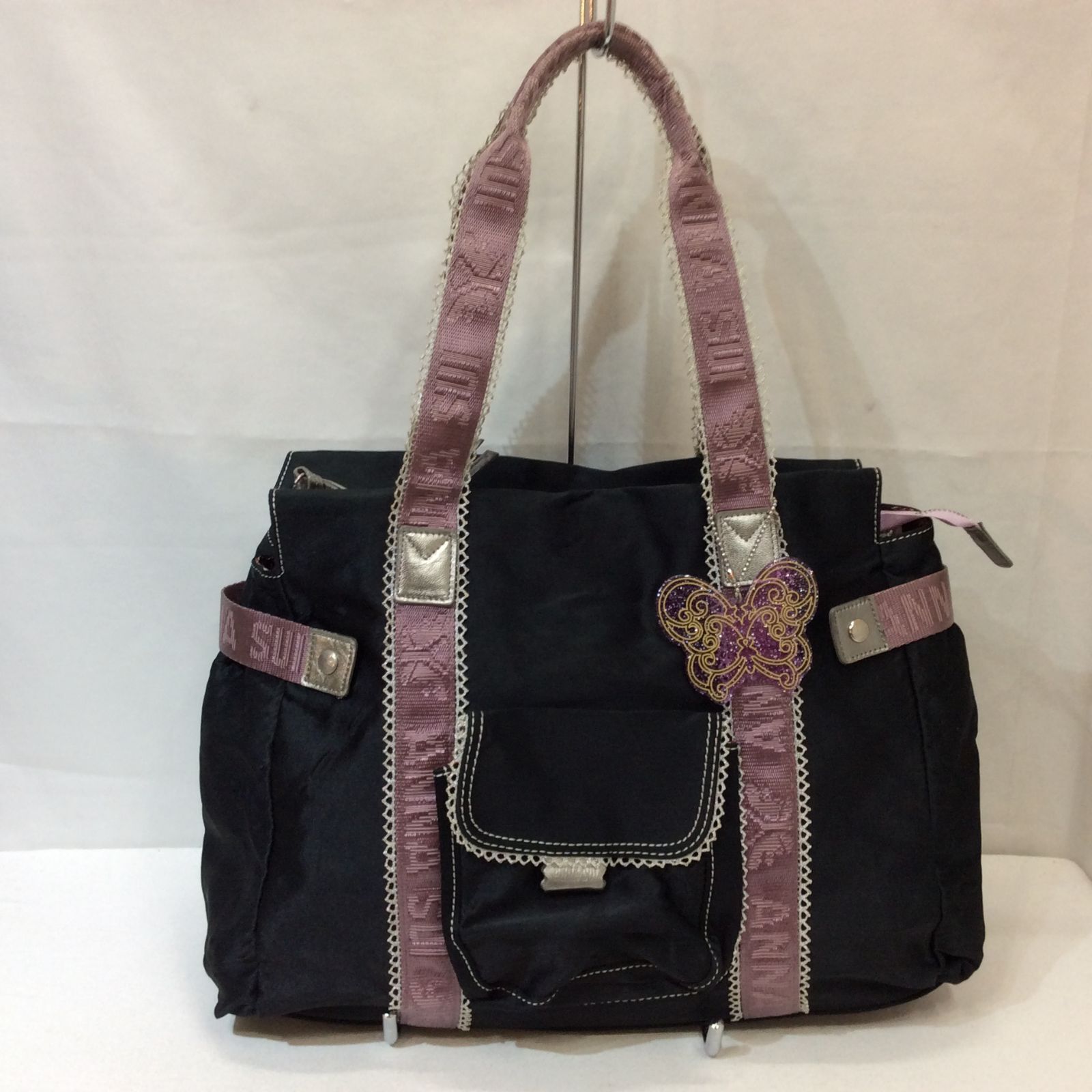 ANNA SUI アナスイ トートバッグ ブラック×パープル バタフライ