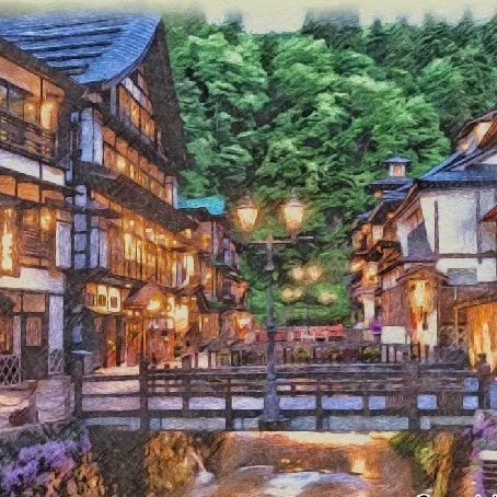 冬の田舎の家 水彩画(非印刷物）（自然、風景、冬、農村、農家