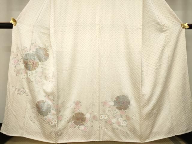 平和屋着物●訪問着　絞り　雪輪重ね花文　金銀彩　正絹　逸品　AABC6134ck 平和屋着物○訪問着 絞り 雪輪重ね花文 金銀彩 正絹 逸品 AABC6134ck