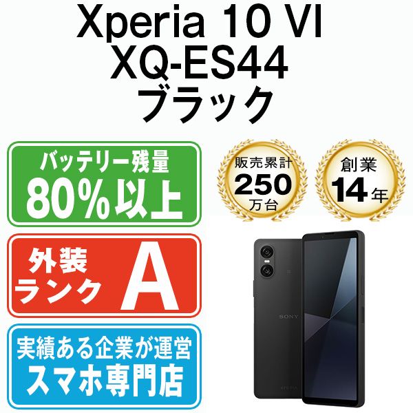 Xperia 10 VI XQ-ES44 ブラック SIMフリー 本体 Aランク スマホ ソニー エクスぺリア xqes44bk8mtm
