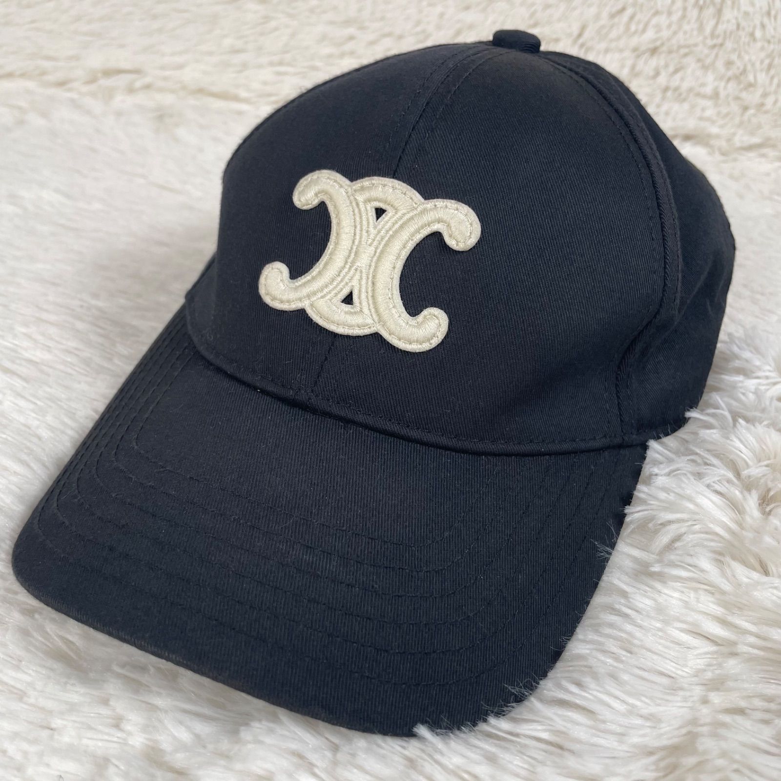 CELINE セリーヌ トリオンフ ベースボールキャップ コットン ブラック CELINE [新品] セリーヌ キャップ トリオンフ ベースボール