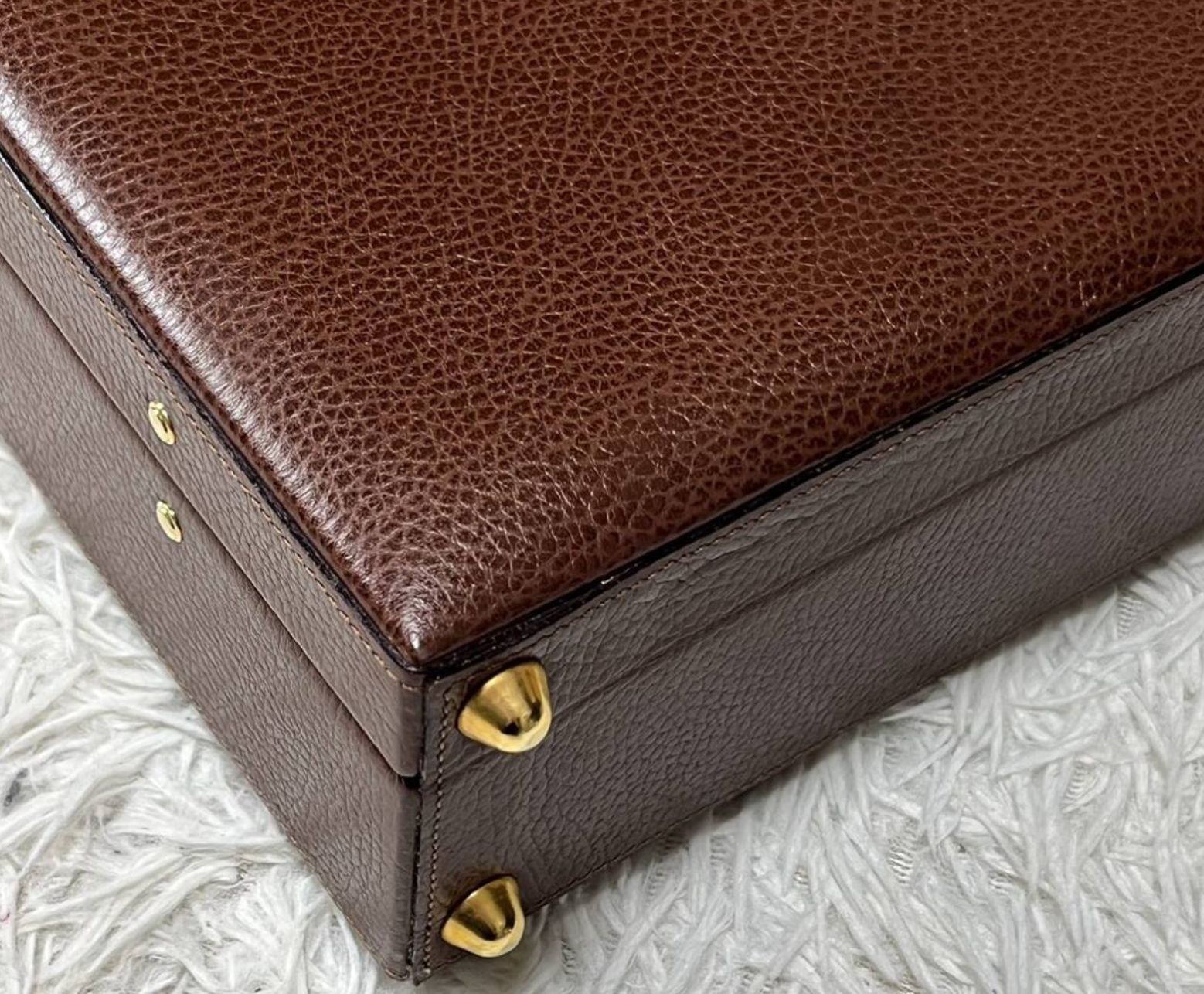 GIANNI VERSACE レザー アタッシュケース ブラウン ダイヤル