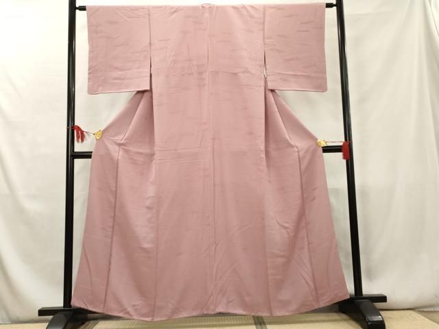 平和屋着物□上質な色無地 観世水地紋 紅梅色 正絹 逸品 AAAY0877cs  