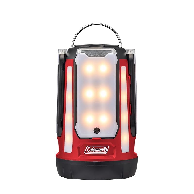 コールマン Coleman クアッドマルチパネルランタンｐｌｕｓ レッド コ LED 防災 停電 充電式 アウトドア キャンプ 照明 作業灯 卓上 USB充電 登山 耐水 電池式 取り外し式 マグネット式 釣り 1