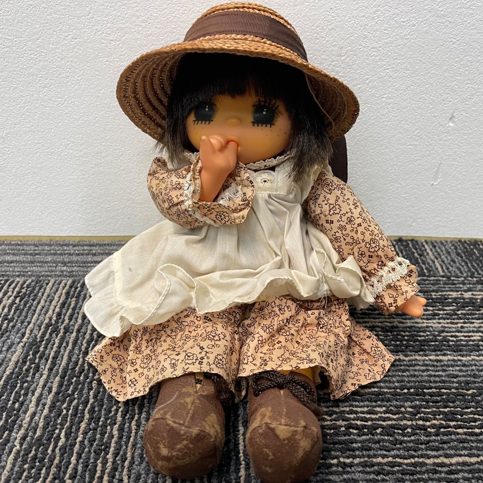 NPA】約34cm セキグチ マドモアゼルジェジェ人形 麦わら帽子 当時物