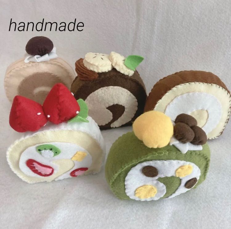 handmade】ロールケーキ フェルト ハンドメイド/5個セット フェルト 