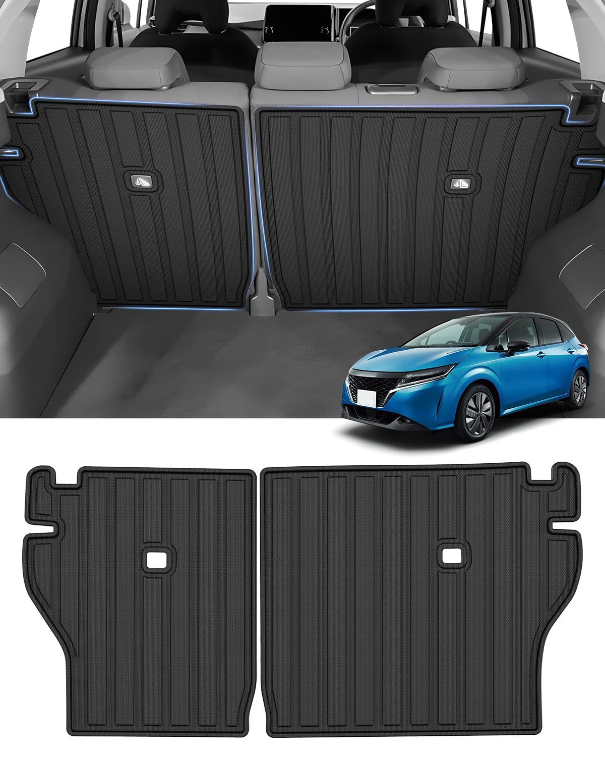 Size ノート E13_Color ブラック Mixsuper ニッサン ノート E13 ラゲッジマット バックマット ノートオーラ fe13 e-power ラゲッジトレイ トランクマット NOTE E13型 背もたれカバー シートバックカバー ラゲッジル