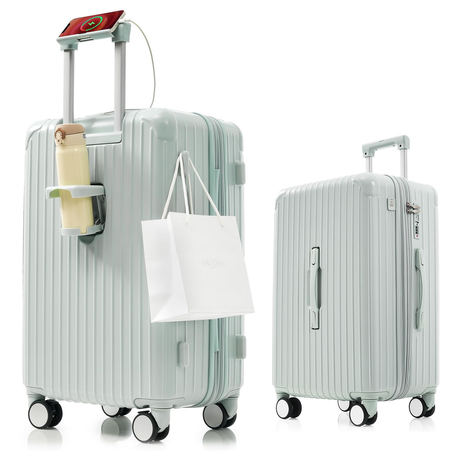 BTM スーツケース 機内持込み 前開き キャリーケース 2泊3日 4~7泊 7泊以上 キャリーバッグ USB Type-C 充電口 カップホルダー付き 多機能 フロントポケット PC収納 suitcase sサイズ mサイズ lサイズ