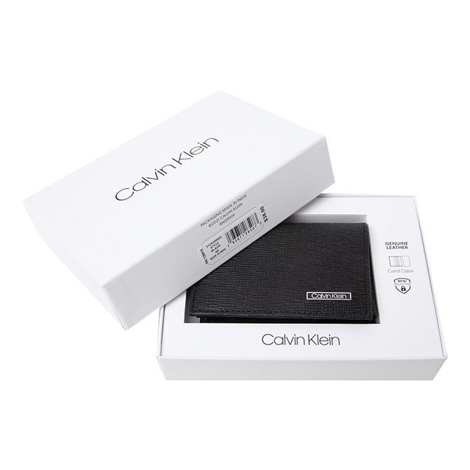 カルバン・クライン 専属BOX入り 名刺入れ  ロゴ レザー メンズ 31ck200003 Calvin Klein