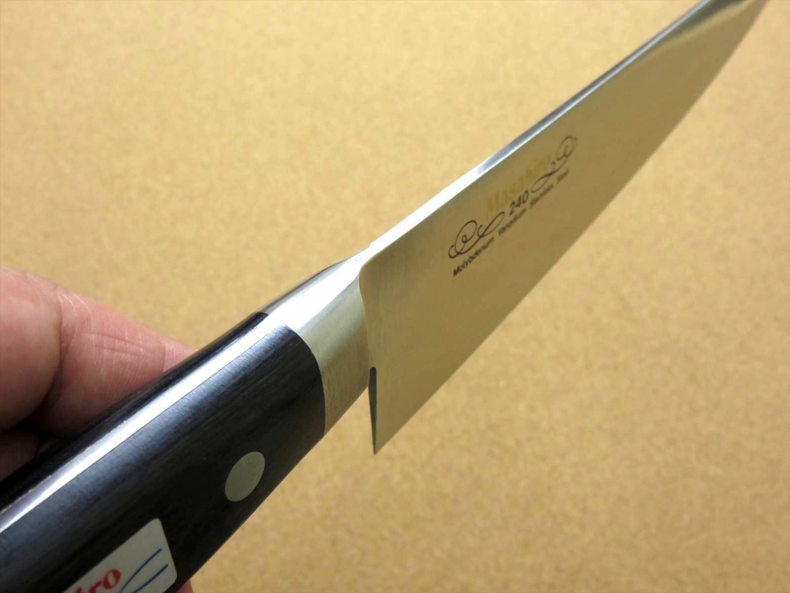 関の刃物 牛刀 240mm 正広 MV鋼 モリブデン 口金 肉切り 本職用洋包丁