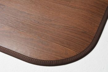 キッチンマット 約90×240cm ダークブラウン 木目調 撥水 消臭 抗菌 滑り止めシート付き ニオクリン