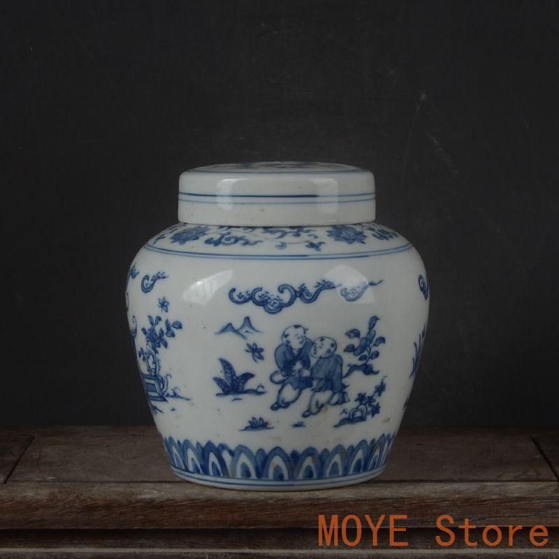 明成化青花嬰戯紋天字缶 景徳鎮 陶磁器 装飾品 現代工芸品 美術品 置物 明成化青花嬰戯紋天字缶 景徳鎮 陶磁器 装飾品 現代工芸品 美術
