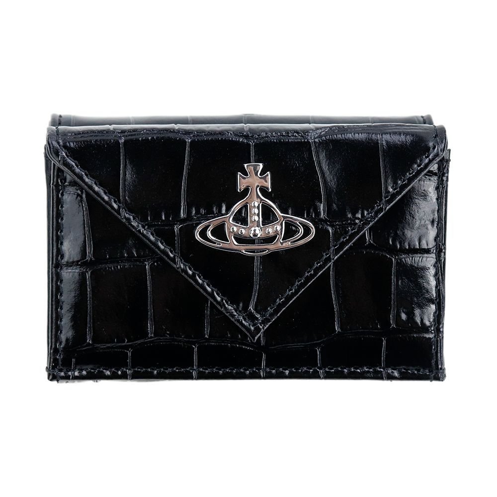 新品 未使用 Vivienne Westwood 折財布 黒 型押し エナメル ヴィヴィアンウエストウッド 財布 三つ折り Vivienne Westwood