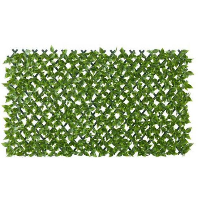 アイリスオーヤマ DECO GREEN 伸縮フェンス GF-180LG ライトグリーン 120×45cm～30×255cm フェイクグリーン 目隠し 庭 ベランダ