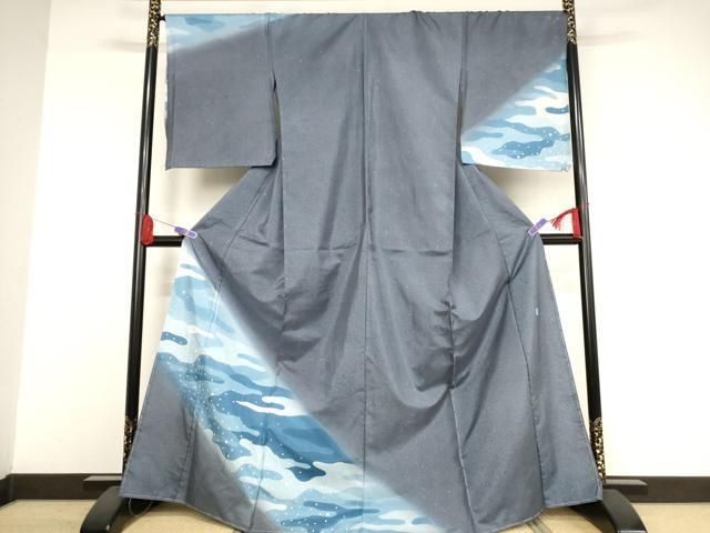 平和屋着物○本場染大島紬 訪問着 作家物 霞文 暈し染め 仮絵羽 正絹