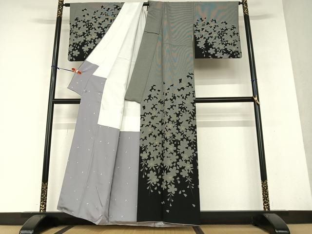 平和屋着物●訪問着　枝垂れ桜シルエット　金彩　さが美扱い　正絹　逸品　AAAY0084zg 平和屋着物○訪問着 枝垂れ桜シルエット 金彩 さが美扱い 正絹 逸品