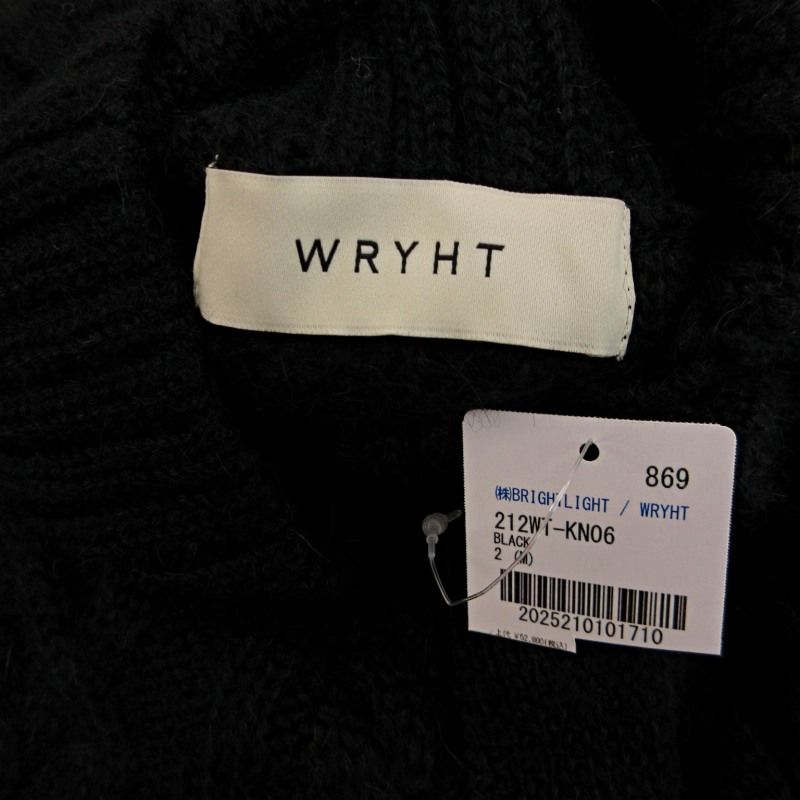 未使用品 ライト WRYHT 21AW タグ付 ニット セーター 2WAY オールドジョー取扱い 212WT-KN06 黒 ブラック 2 約M 0628 ■BL4 レディース ライト WRYHT 21AW タグ付 FISHERMAN BUTTONED SWEATER ニット