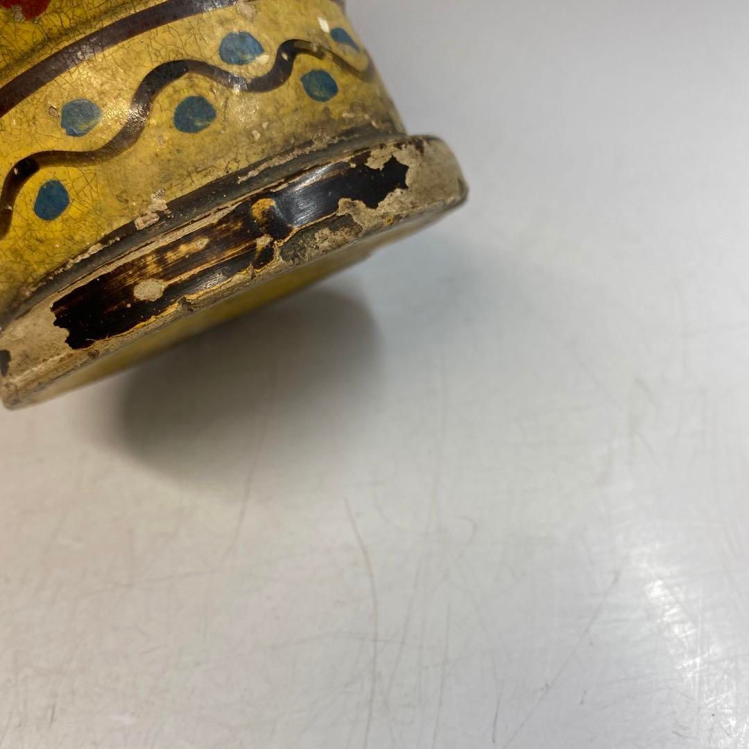 古代 ペルシャ 彩色陶器花入 木箱付 高さ16㎝ 東Y6-0523①タトチ