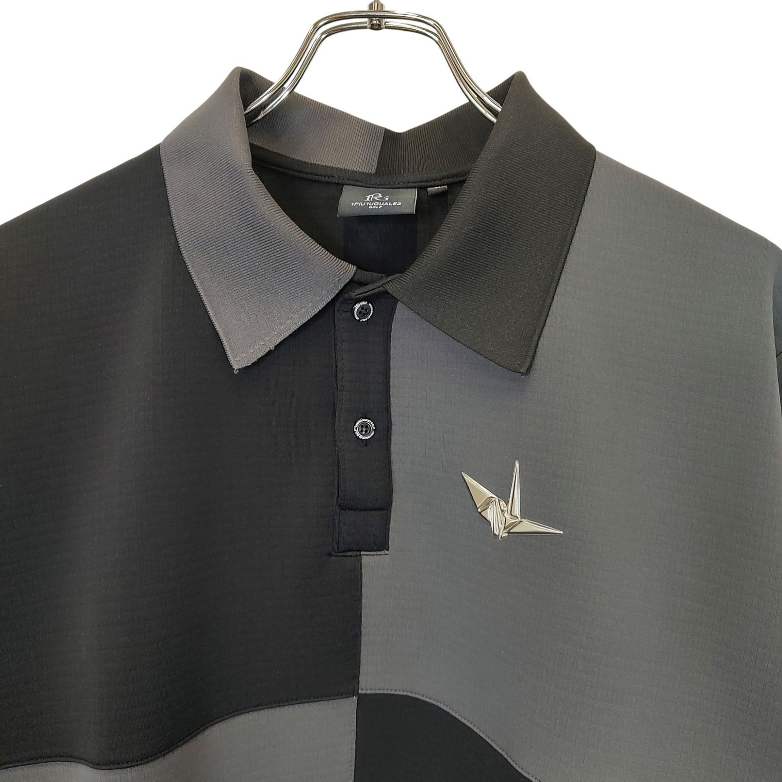 1PIU1UGUALE3 GOLF ウノピゥウノウグァーレトレ ゴルフ L S POLO 長袖 ポロシャツ GRT235 POE520 6 XL ブラック×グレー メンズ WHITEMONARCHHOTEL_COM