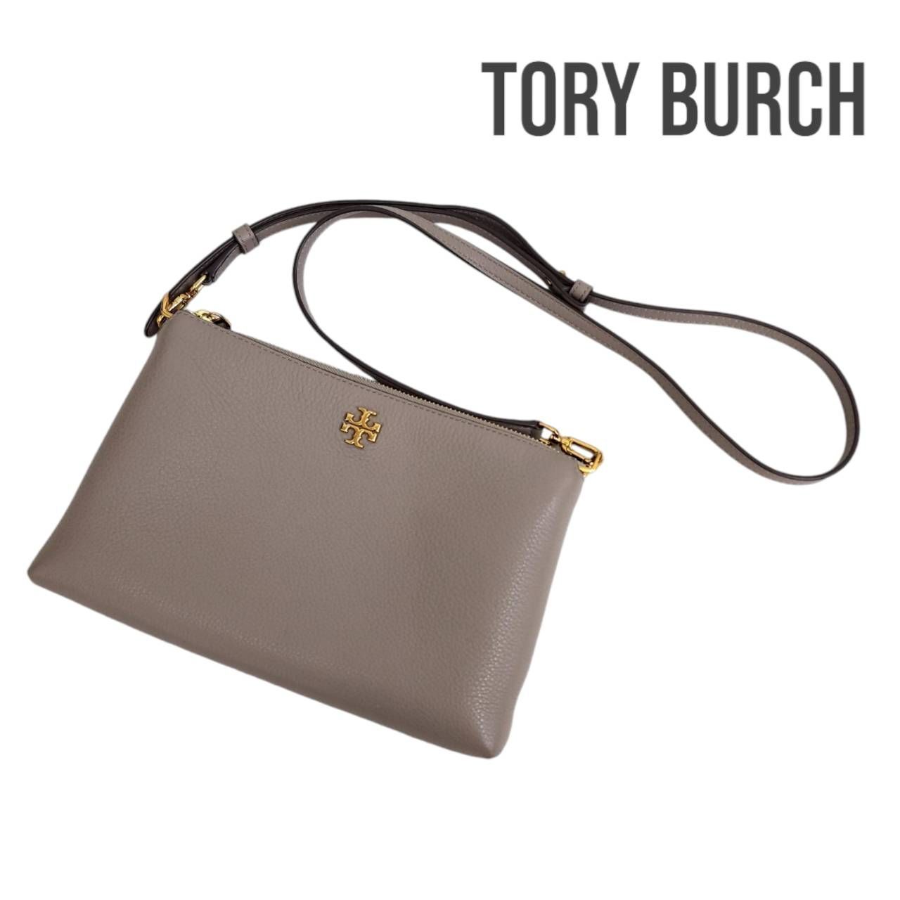 美品】TORY BURCH トリーバーチ ウォレット ショルダーバッグ グレージュ系 ゴールド金具 カード入れ 鞄 財布 ブランド ミニバッグ -  メルカリ