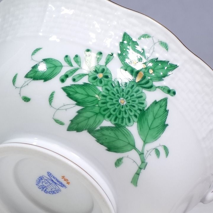 ヘレンド アポニー グリーン ティーカップ＆ソーサー 734 上開きタイプ