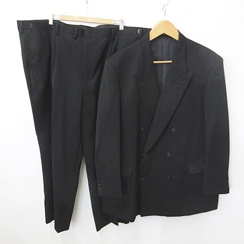 MIYUKI セットアップ スーツ ブラックフォーマル ジャケット スラックス ピークドラペル ダブル ロング丈 大きめサイズ 黒 ブラック 123K10