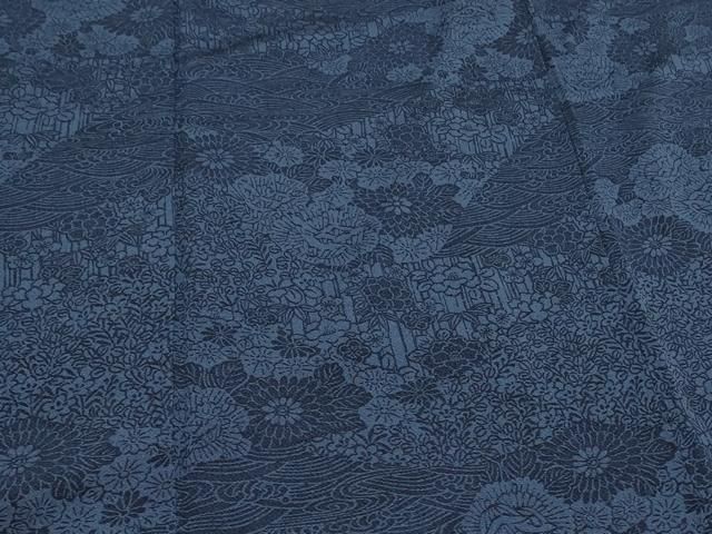 平和屋着物○上質な小紋 型染め 流水花鳥文 ロング丈 正絹 逸品