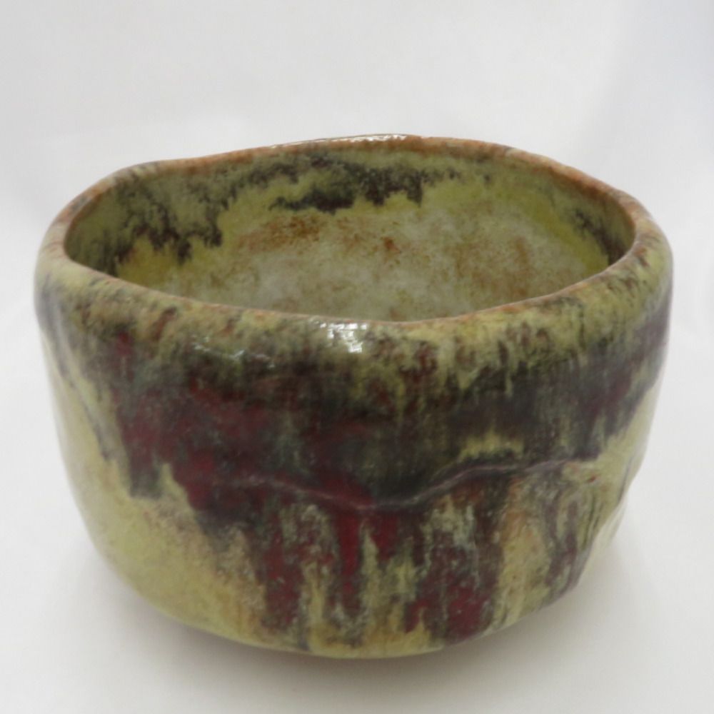 美品! 開発文七 春日山窯 窯変辰砂茶碗 抹茶椀 茶道具 陶芸