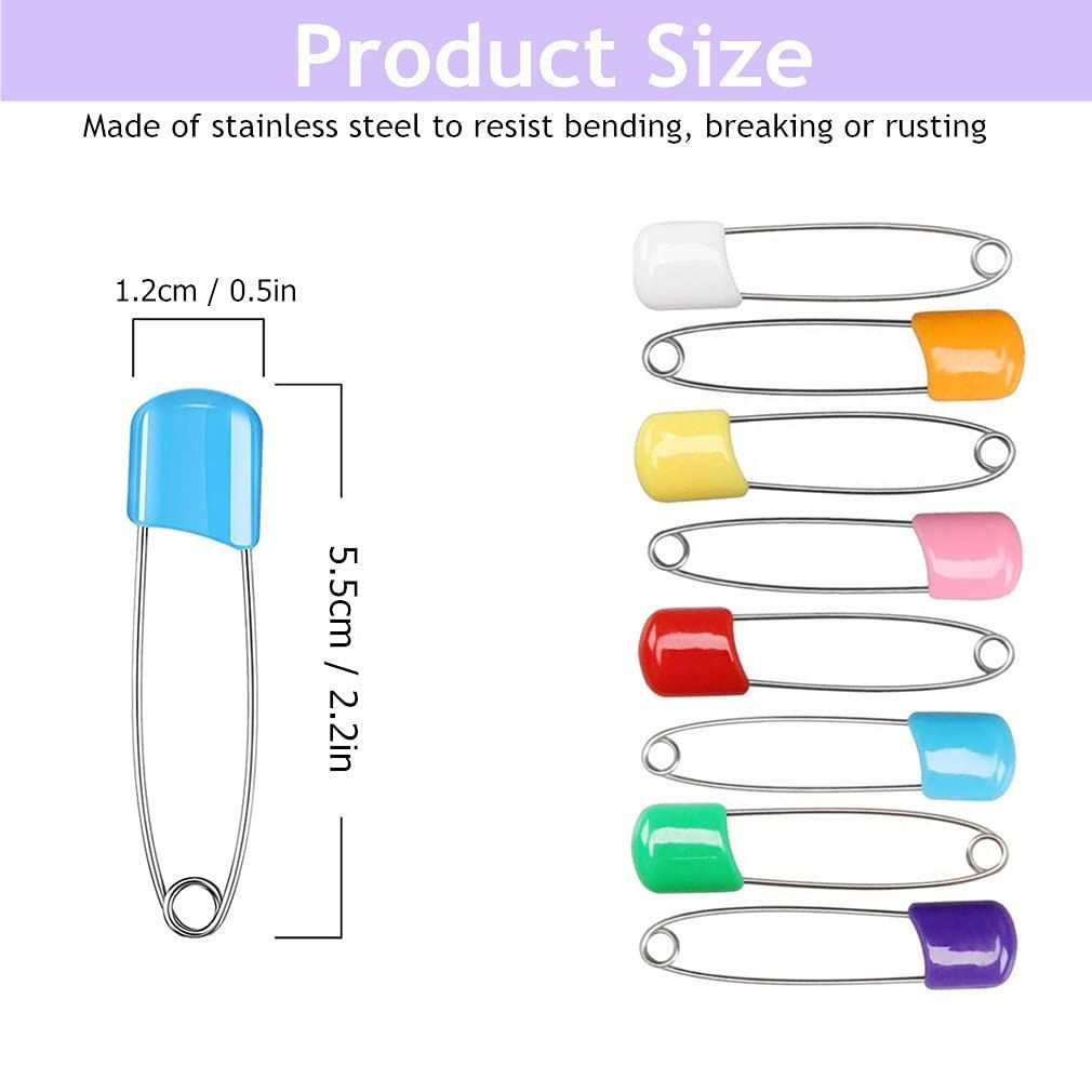  ために おむつピン キルティング 収納ボックス ステンレス鋼 と 縫い 布 2.2インチ プラスチックヘッド ステッチマーカーのロック アソート 安全ピン 赤ちゃん 手芸用品 RuiChy 布おむつ おむつ用品