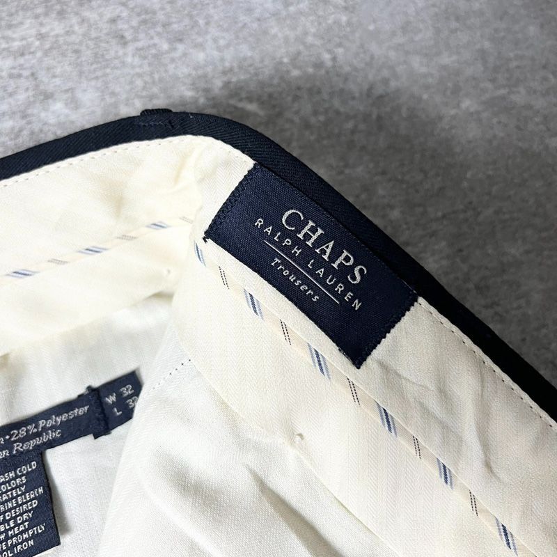 90s CHAPS ラルフローレン 2タック スラックス ネイビー USA 美品 90s CHAPS ラルフローレン 2タック スラックス ネイビー USA 美