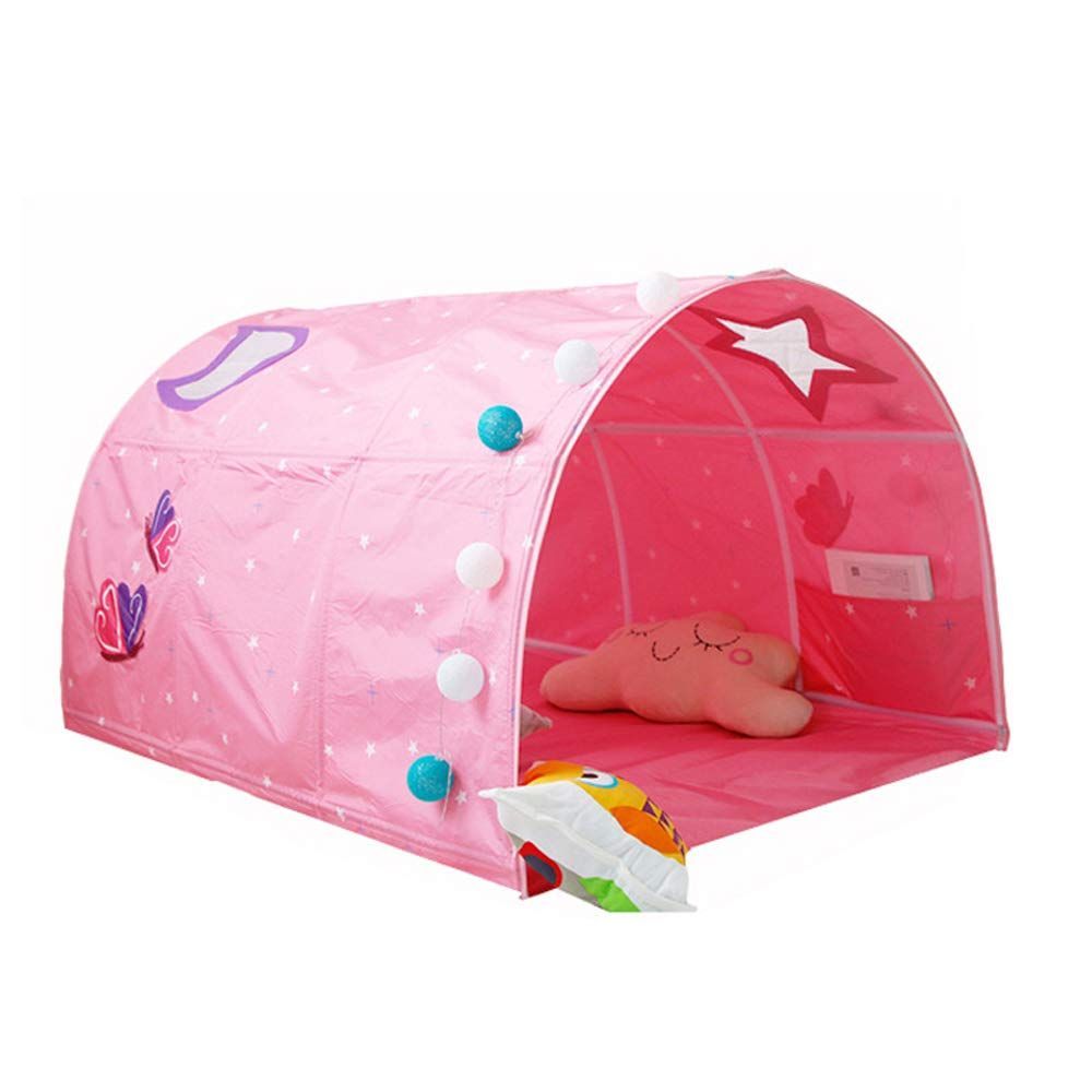 【数量限定】ベッドテント 子供用 プレイハウス キッズプレイテント 部屋のインテリア トンネルテント ベッド転倒防止 ベビー寝ているおもちゃ 2-14歳 ピンク
