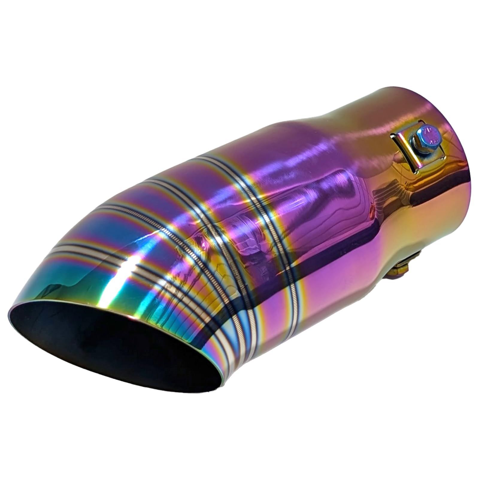 Color チタンパープル sakurawing 汎用 マフラーカッター ステンレス ターンアウト 下向き 下出し 3点ボルト 内径35mm～63mm カスタム パーツ チタンパープル