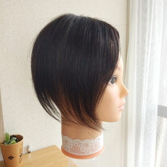 ☆人毛レミー100%ヘアピース☆ナチュラルブラック 11×12☆20cm☆全面