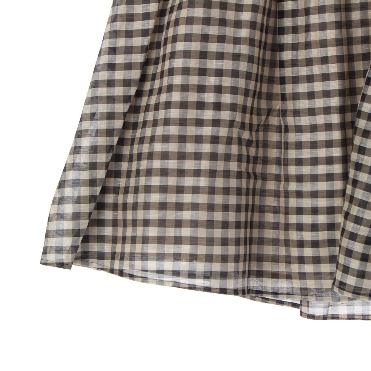 フォクシー 22年 リネン×シルク フレンチギンガム スカート 42696 ブラック 40 WWW_MORNINGWALKER_COM