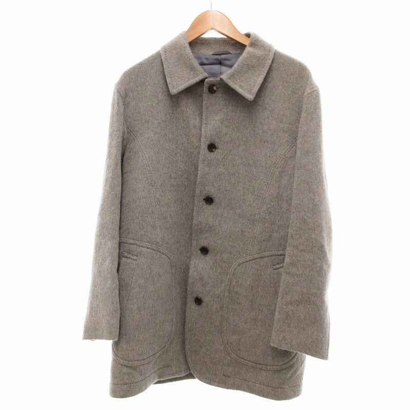 シッスル THISTLE 美品 カシミヤ100% ステンカラーコート ジャケット メルトン生地 52 L グレー /JS ECO