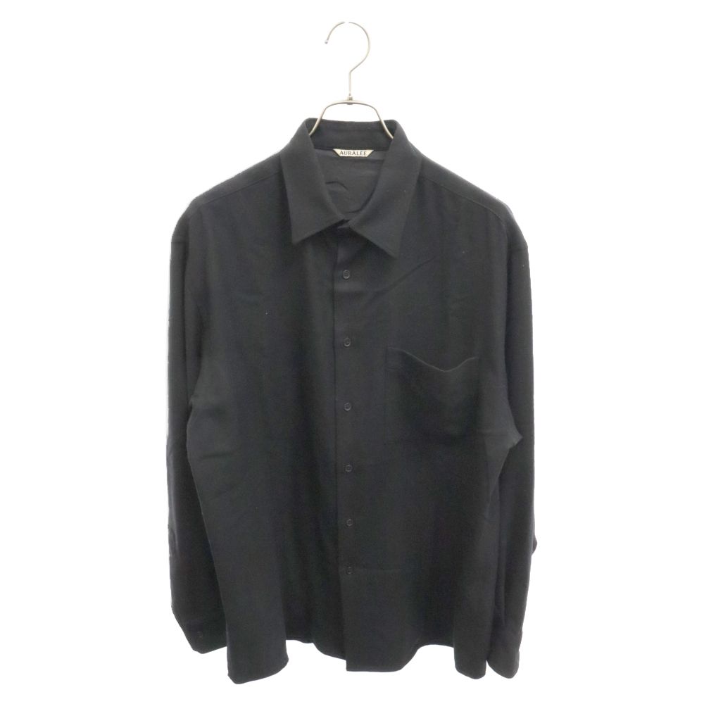 AURALEE (オーラリー) 20AW SUPER LIGHT WOOL SHIRTS A20AS01OS ウール長袖シャツ ブラック
