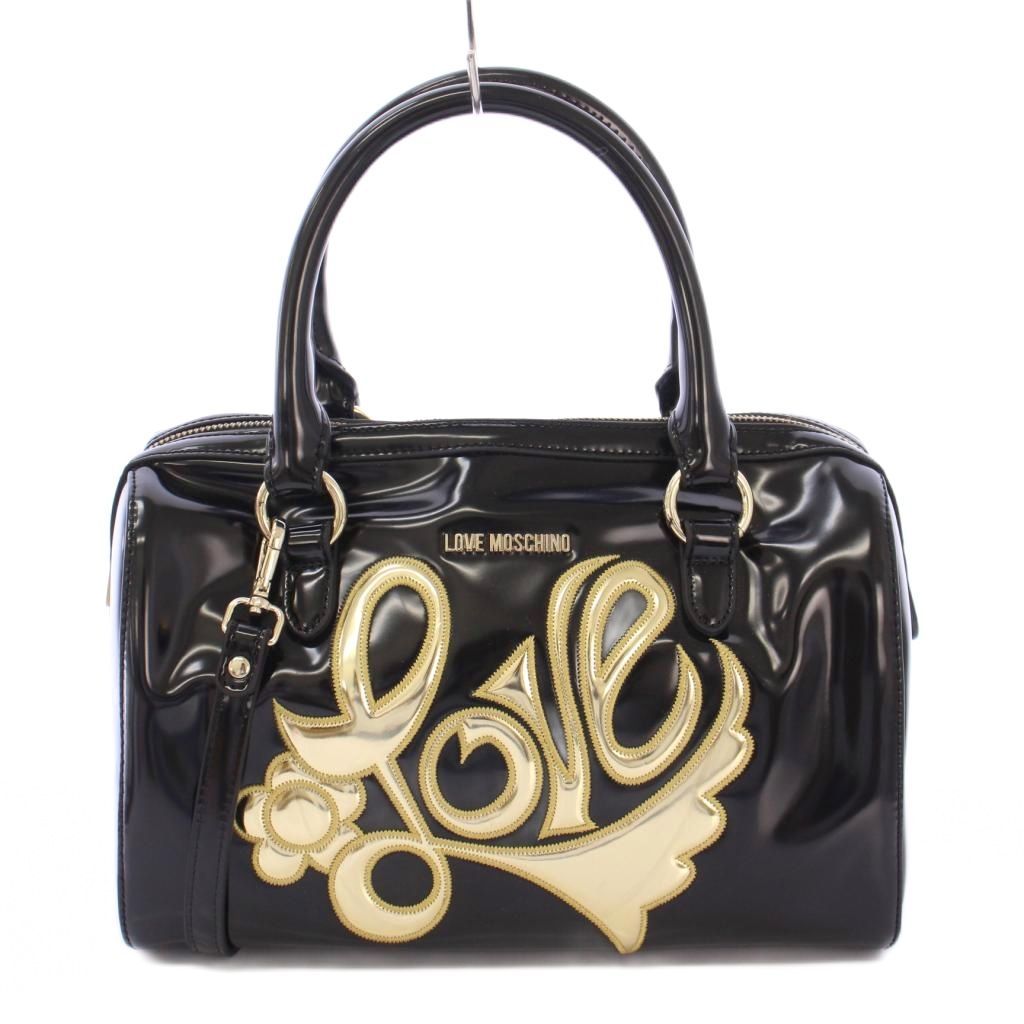 モスキーノ　2way ボストンバッグ　鍵付き　ショルダー 黒　ゴールド　ロゴ ラブモスキーノ LOVE MOSCHINO 2WAY ボストンバッグ
