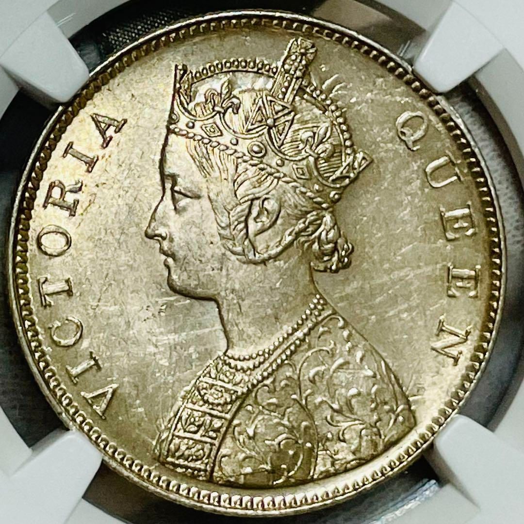 1901 英領インド 1ルピー銀貨 ゴシッククラウン ヴィクトリア MS62 D