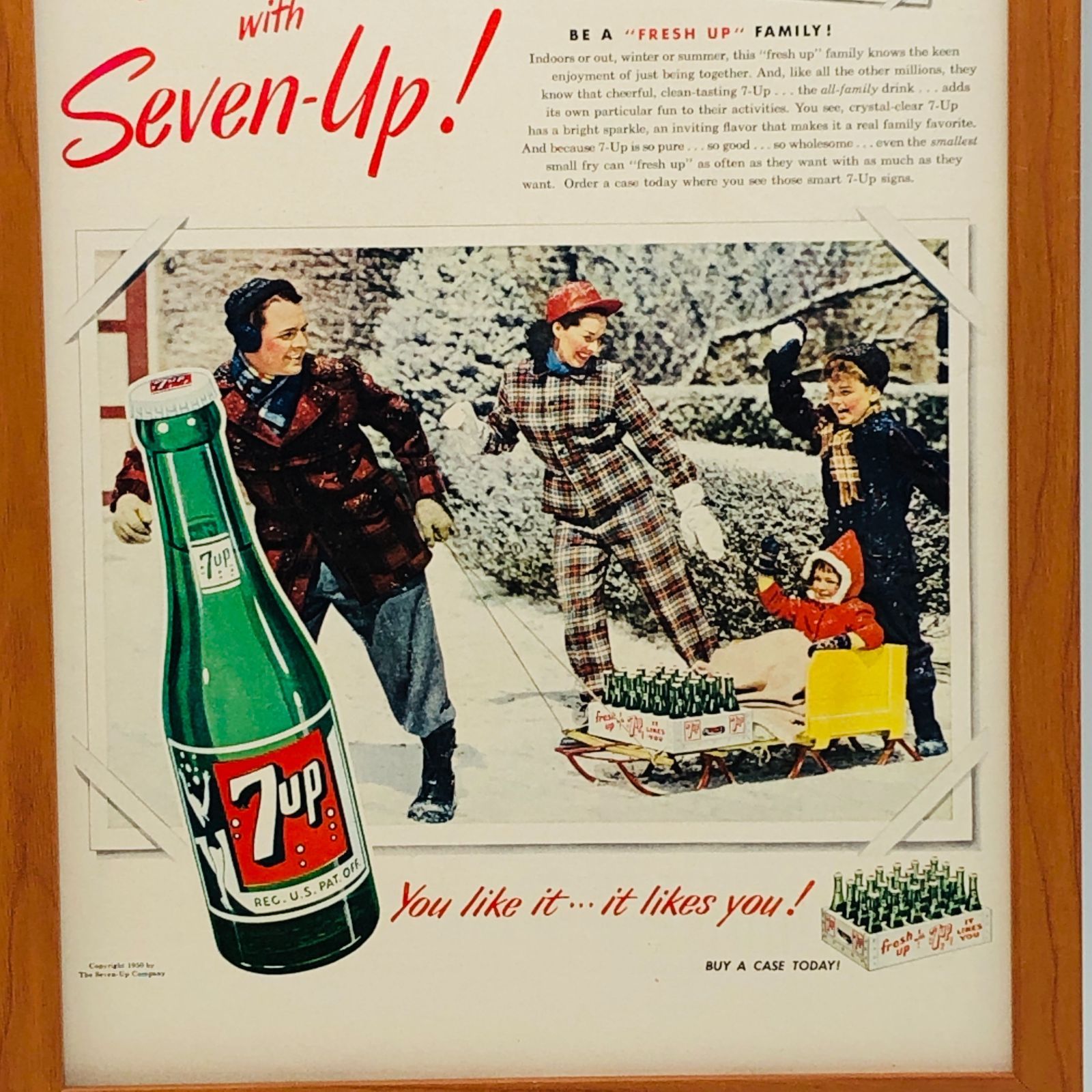 ビンテージ 広告 ポスター フレーム付 当時物 『 セブンアップ (Seven-Up) 』 1950's オリジナル アメリカ 輸入雑貨 ヴィンテージ  雑誌 アドバタイジング レトロ ( AZ1651 ) - メルカリ