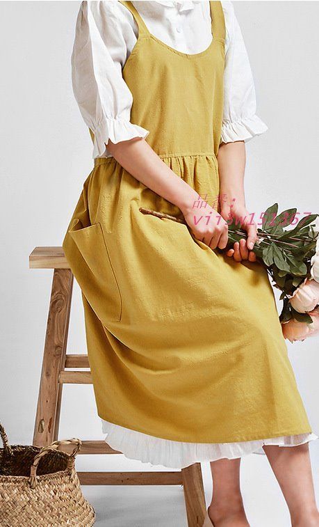 エプロン 多色 綿麻 少女青年 作業用 作業服 エプロン リネン