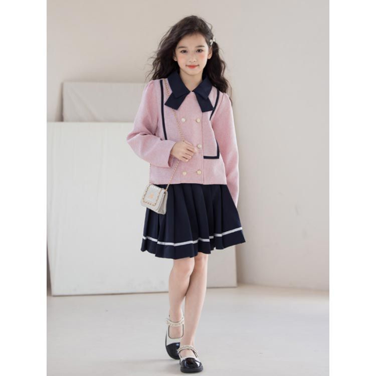 スーツ ツイード 七五三 子供服 ウェストゴム プリーツスカート セットアップ 子供スーツ リボン フォーマ 卒業式 入学式 ジャケット 卒園式 入学式 ピンク キッズスーツ セレモニー 子供服 スーツ 子供服 ツイード 春秋 美品 ノーカラーツイード