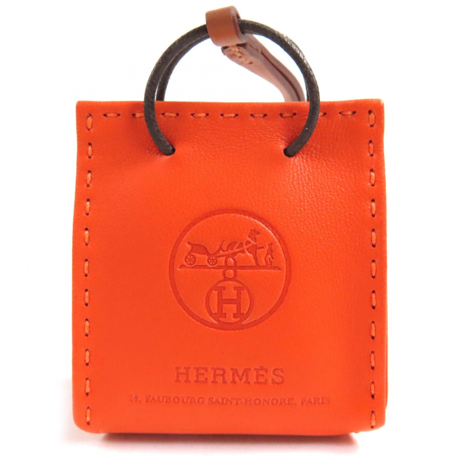 美品 HERMES エルメス サックオランジュ オレンジショッパー チャーム