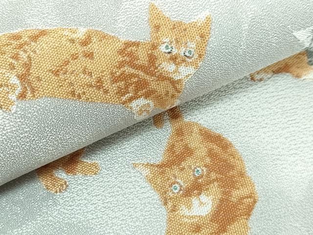 平和屋本店□極上 西陣 とみや織物謹製 とみや帯 太鼓柄袋帯 猫 証紙