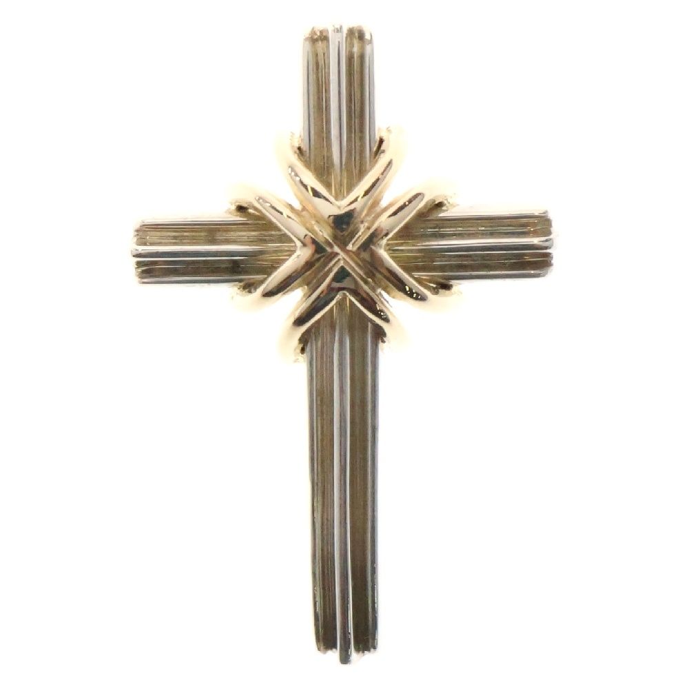 TIFFANY-Co ティファニー シグネチャークロス ネックレス ペンダントトップ Ag925 Au750 SV K18 シルバー×イエローゴールド アクセサリー
