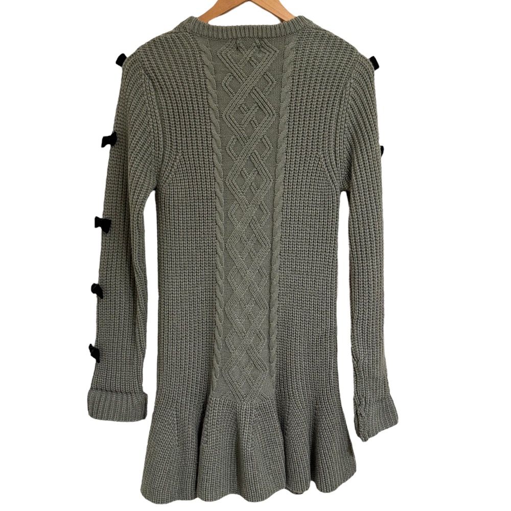 PINK HOUSE CHELSEA ピンクハウスチェルシー リボン装飾 ケーブルニット カーディガン グレー系 レディース 古着